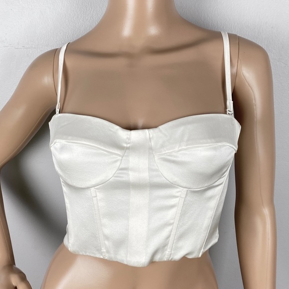 NEW CAMI NYC WHITE SILK BUSTIER TOP - Picture 2 of 7